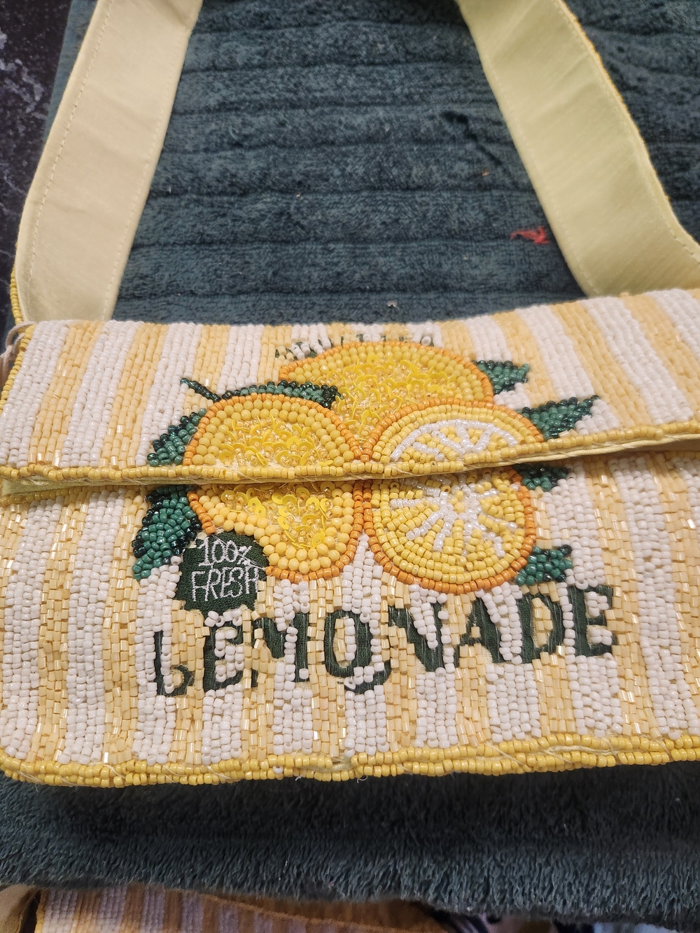 Yellow Lemonade Beaded Shoulder Bag